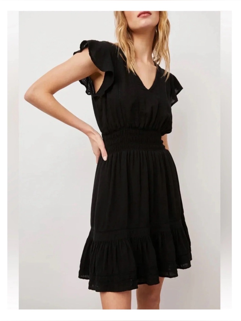 Rails Tara Ruffle Black Lace Detail Dress M